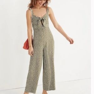 MADEWELL green daisy print cropped wide leg Jumpsuit in Size 8
